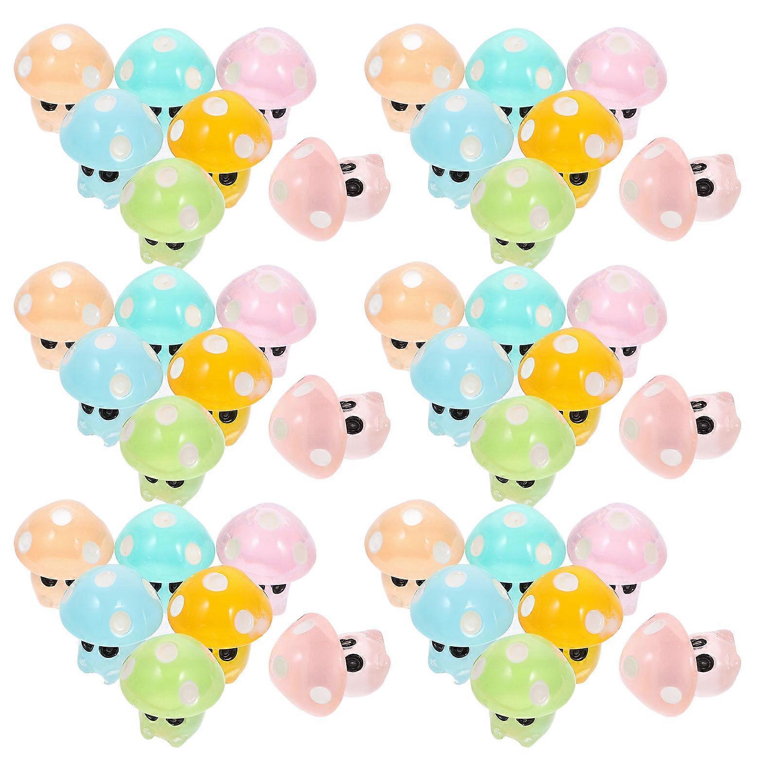 Miniature Resin Mushroom Ornaments Night Glow Decoration 35Pcs Set