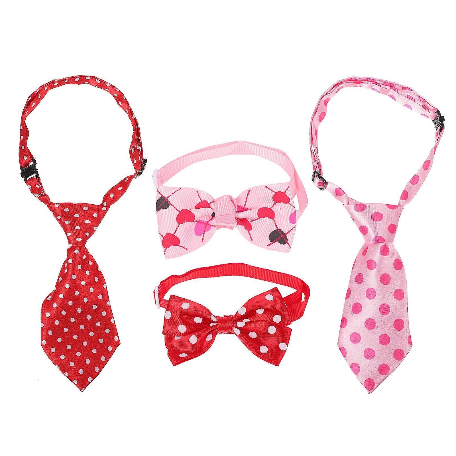 Valentine's Day Pet Bow Ties for Photo Shoots 4Sets Assorted Color
