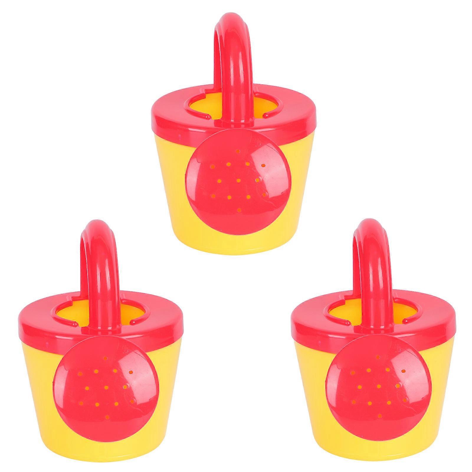 Baby Watering Pot Toy Water Park Yellow Pp Grip Comfortable Parent-Child Interaction 3Pcs
