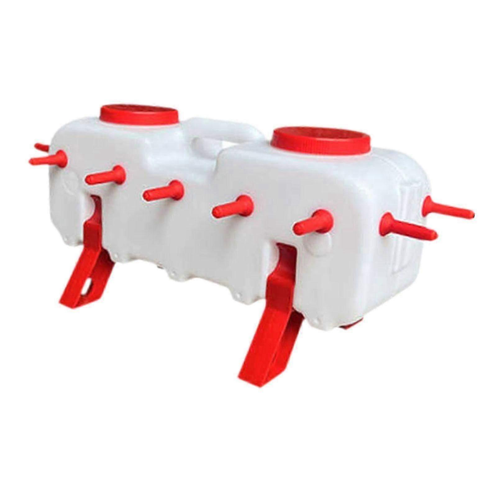 Multifunctional Lactation Bucket for Lambs & Piglets with 14 Nipple Tubes, 46x24x15cm Feeding Container