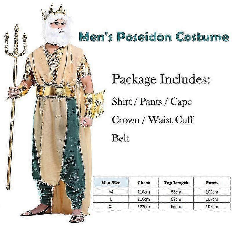男性用ポセイドンコスチュームと女性用シーサイレンコスチューム - ギリシャの海の神と人魚の女王ハロウィンカップルコスチューム-2025
