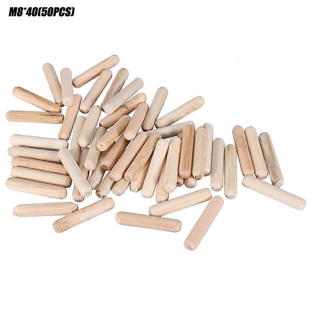 50pcs Cabinet Drawer Round Fluted Wooden Craft Dowel Pins Rods (M8*40)