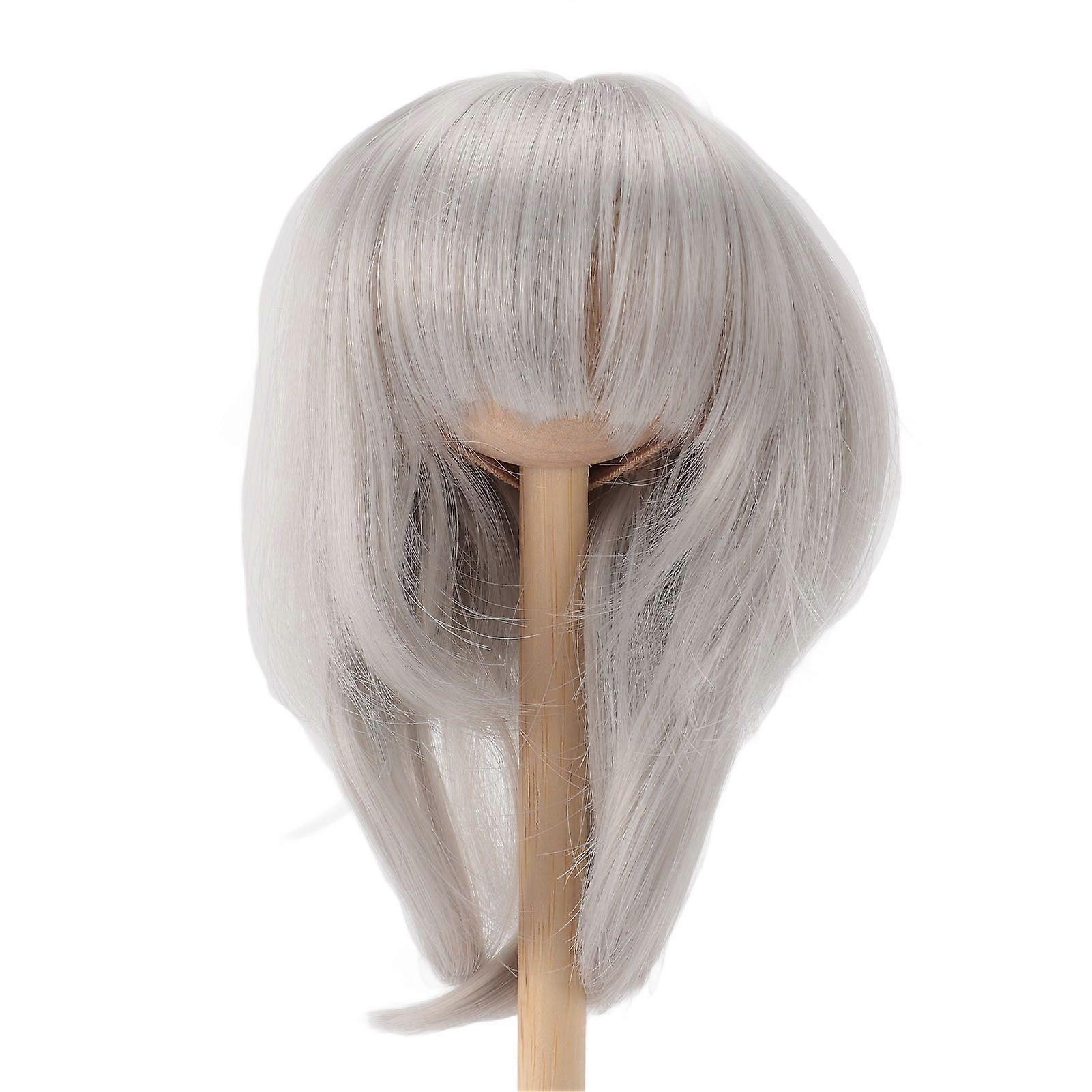 Doll Short Straight Wig Soft Comfortable Realistic 1/4 Doll Wigs Synthetic Hair for 18.521cm Head Circumference Silver Grey