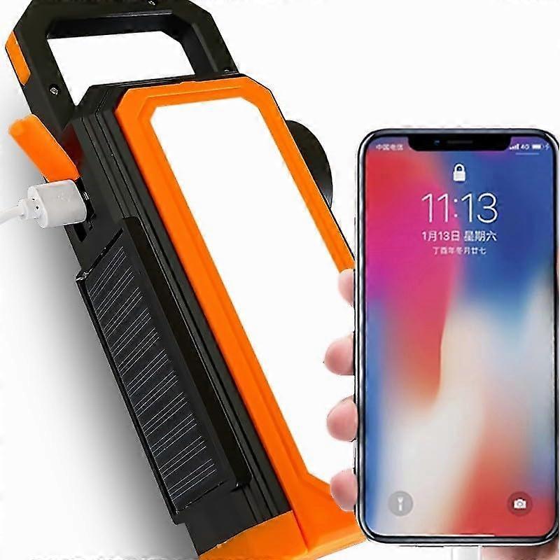 Solar Powered LED Flashlight for Outdoor Adventures - Orange Color, Long-Lasting Battery
