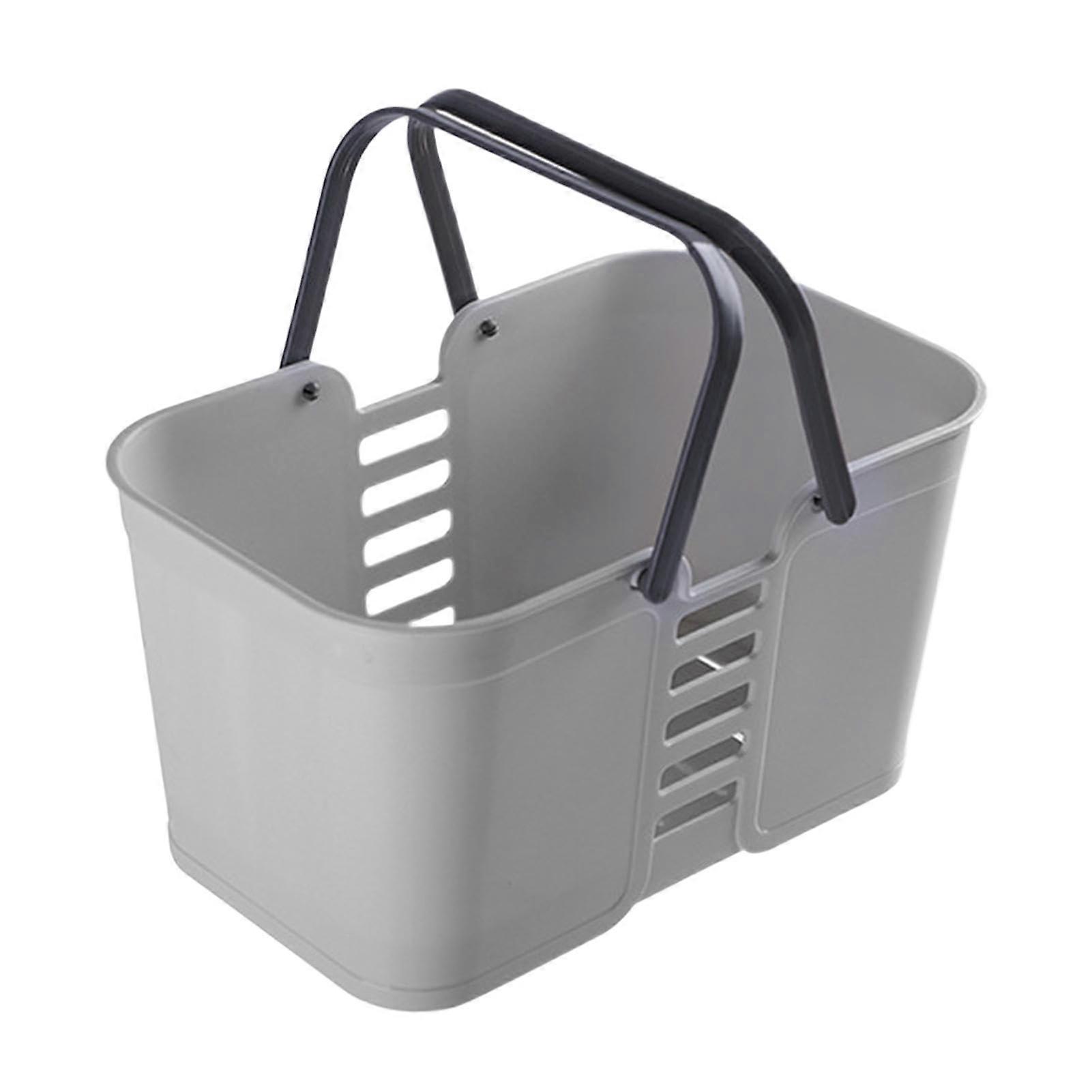 Portable Shower Caddy and Trash Can - Grey Bathroom Basket Organizer with Handle for Vanity Storage E Capacity