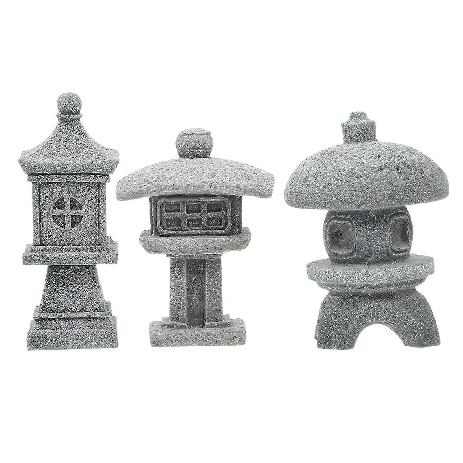 Stone Pavilion Statue Landscape Ornament Pavilion Shape Decor for Decor 9Pcs