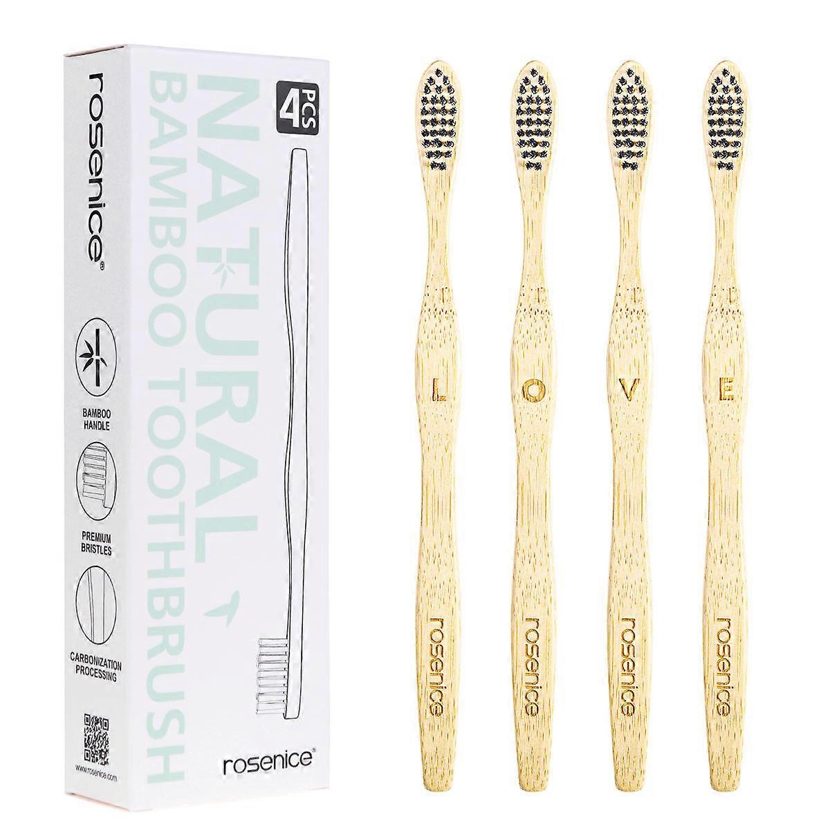 Bristle Toothbrush Bamboo Toothbrush for Cleaning Teeth 2Pcs Set