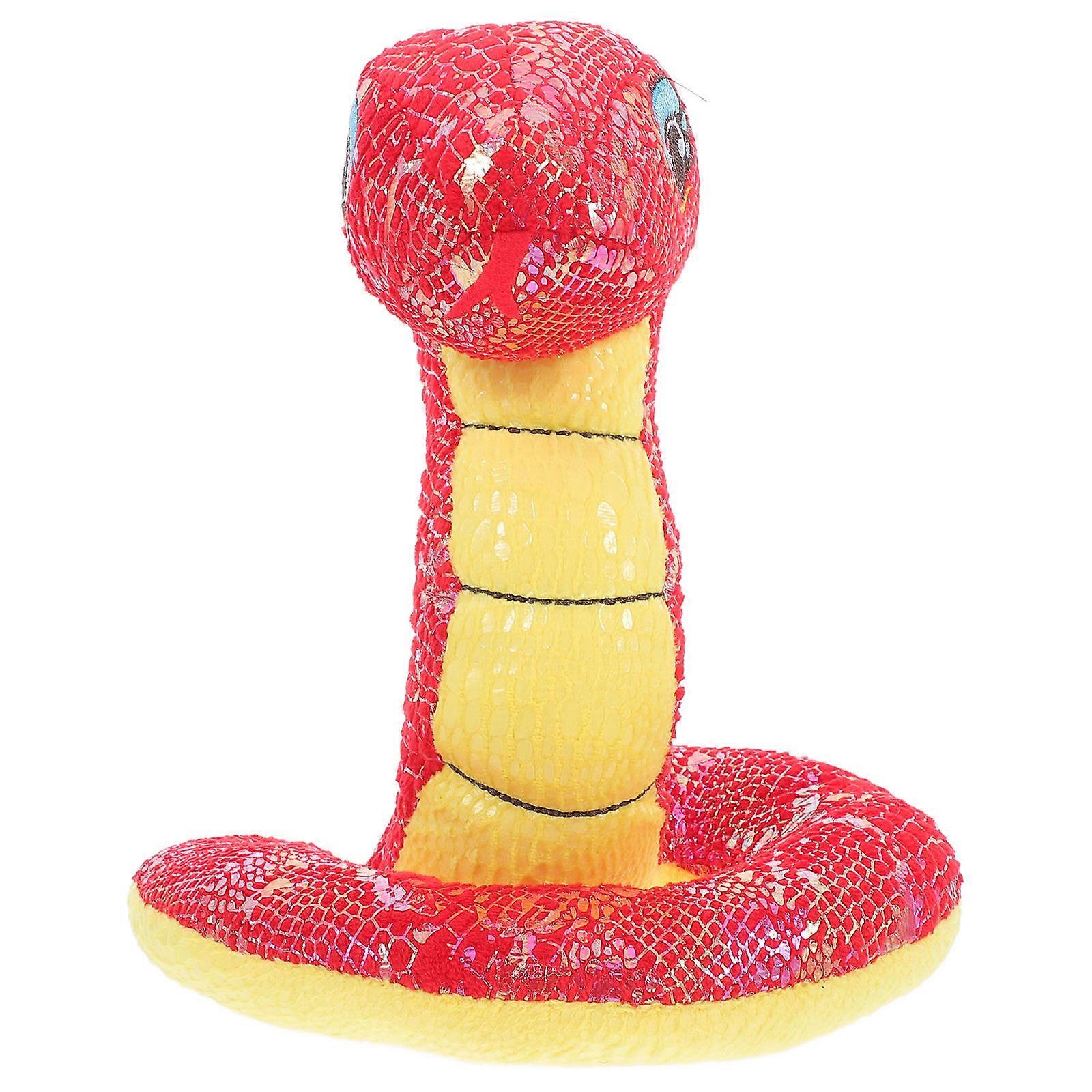 Stuffed Snake Toy Red Sequin Plush for Decoration 2Pcs Cartoon Animal