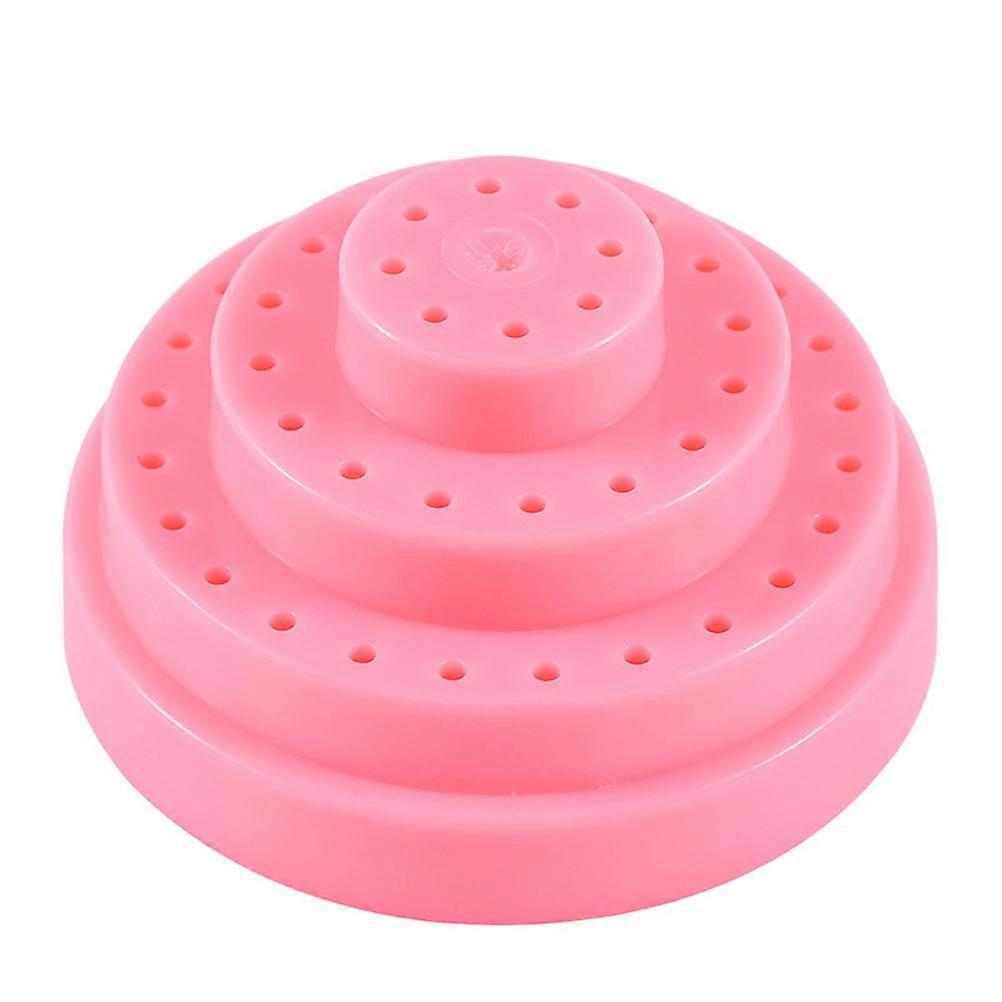 Nail Bit Display Box for Storage Pink Nail Drill Bits Holder with 48 Holes