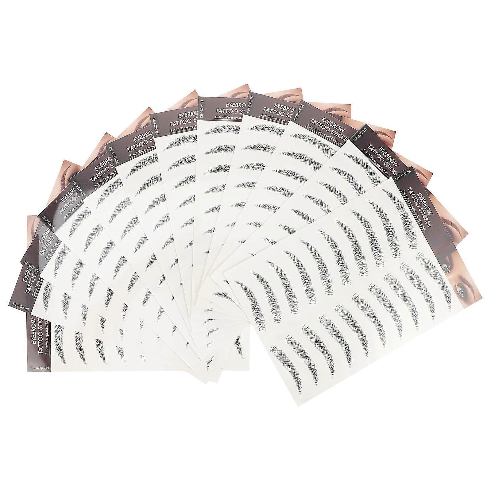 Makeup Brow Sticker Natural Eyebrow Paste for Decor 24Pcs Black