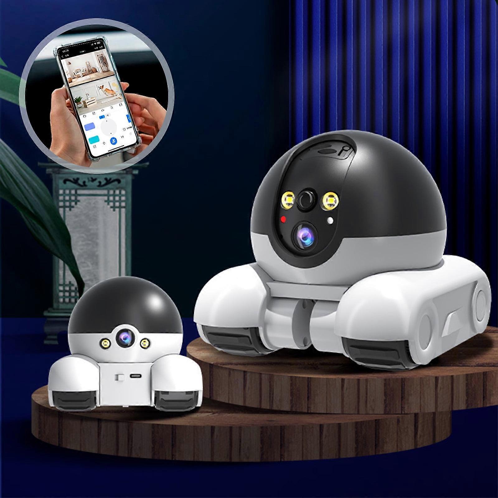Caméra robot intelligente Blukids, double objectif HD 360°, Wi-Fi, télécommande, audio bidirectionnel, sonde de surveillance mobile (compatible Wi-Fi)