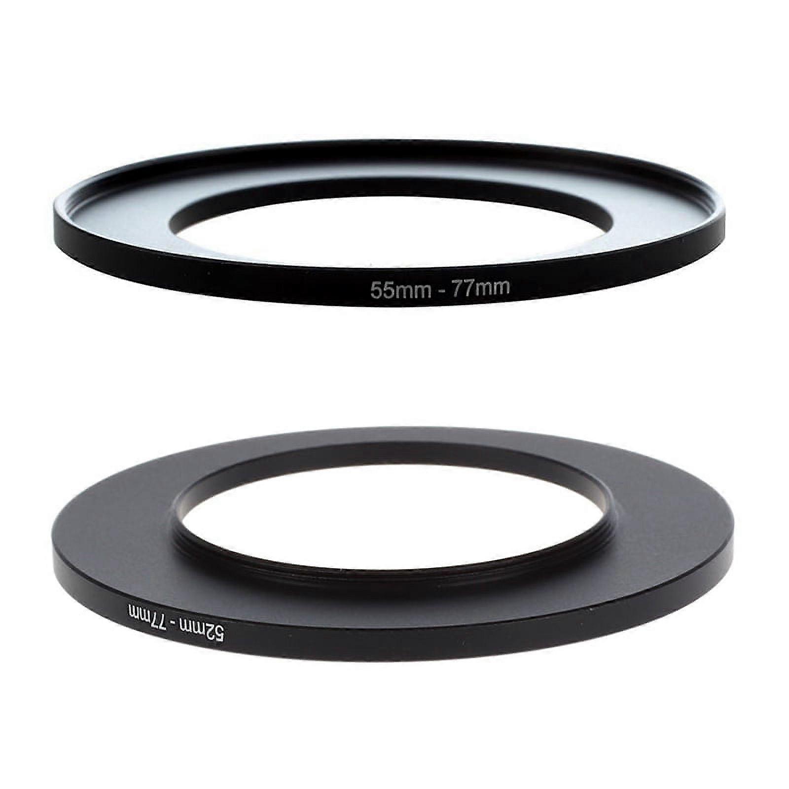 2 pcs aluminum Step Up Filter Ring Adapter for Camera:52mm-77mm & 55mm-77mm