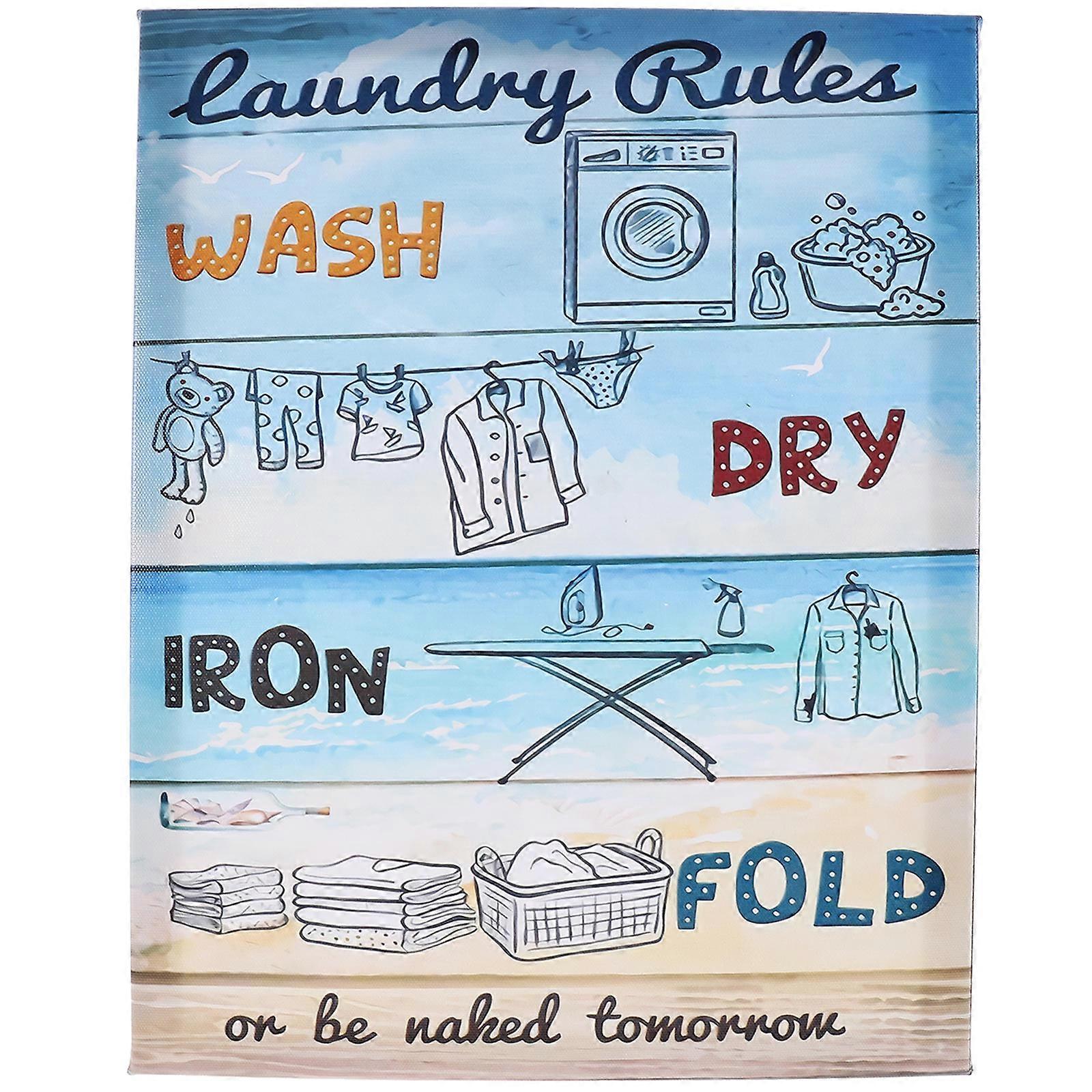 Laundry Room Canvas Wall Art for Laundry Rules Decoration 4Pcs Canvas