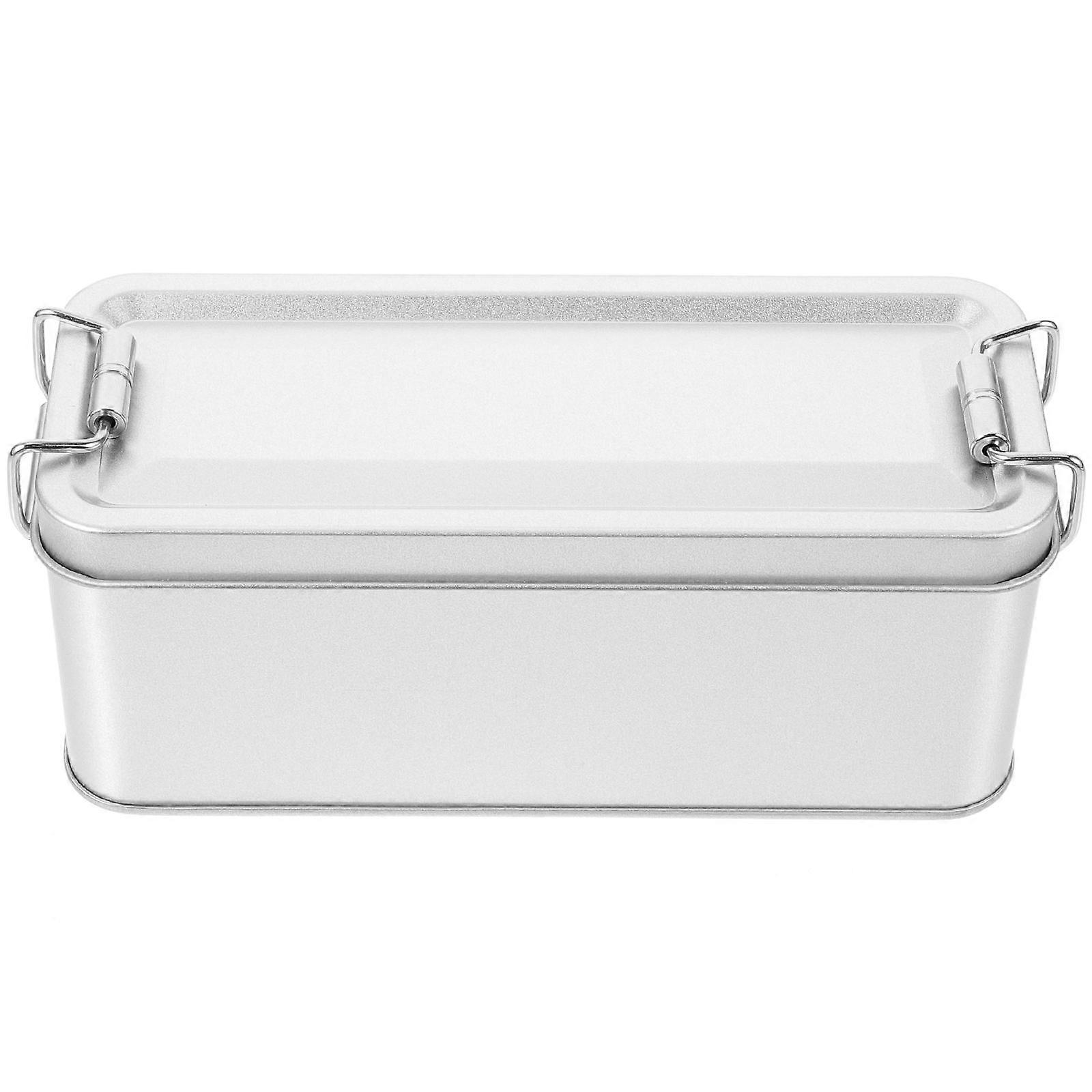 Metal Box For Candies Decorative Cookie Tin Festive Atmosphere Silver Rectangular Storage 1Pack
