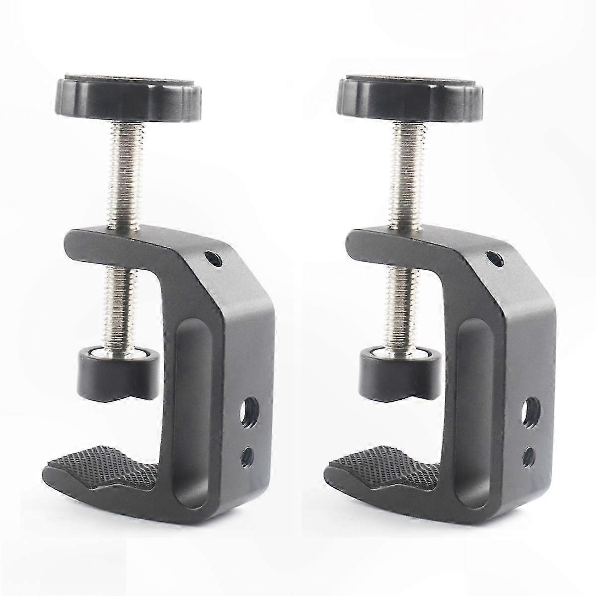 Aluminum C-Clamp for Desk Mounting, Universal Table Support, 2-Pack Small Clamps for Desktops and Workstations