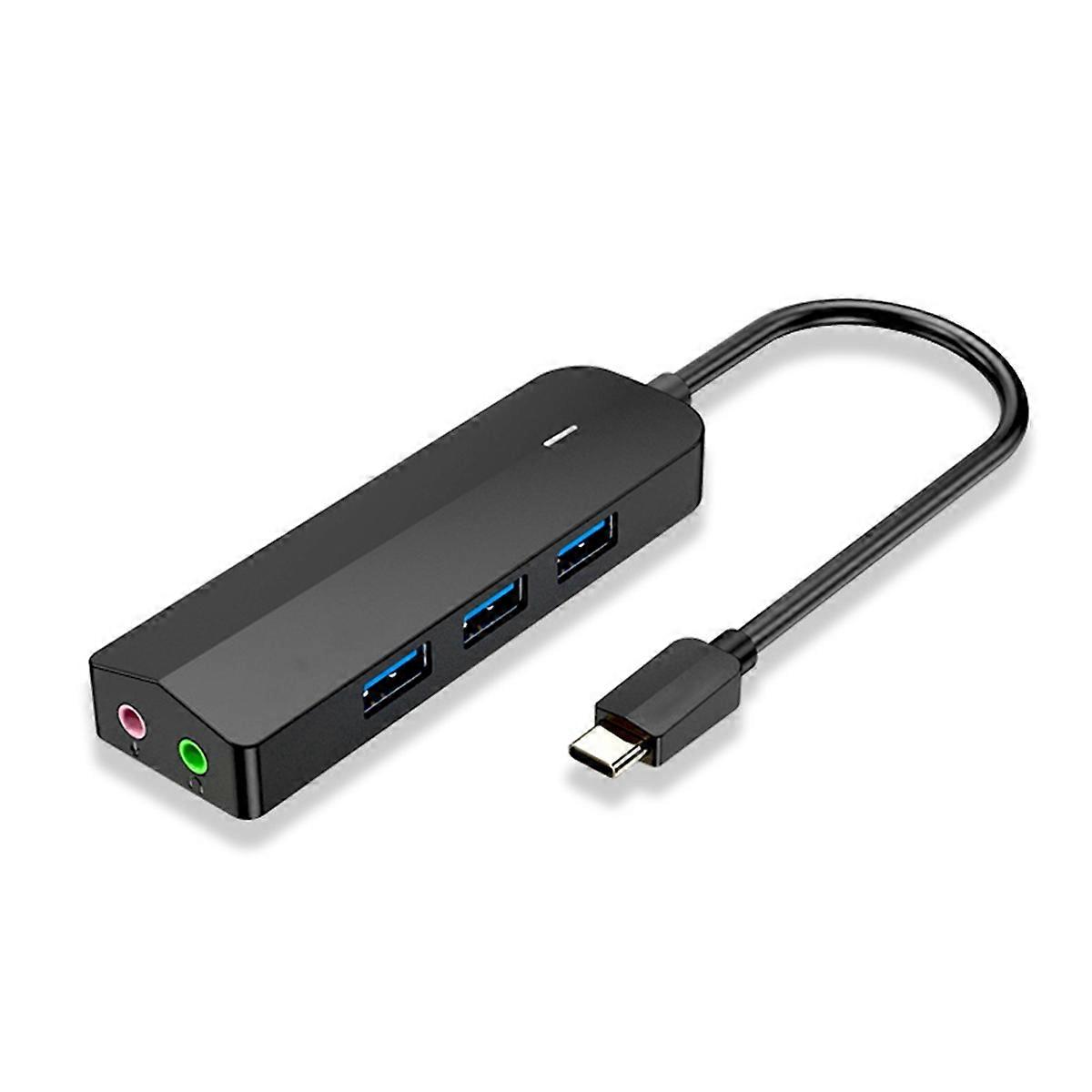 USB 3.0 Hub 2 in 1 External Stereo Audio Adapter for Laptop PC, B