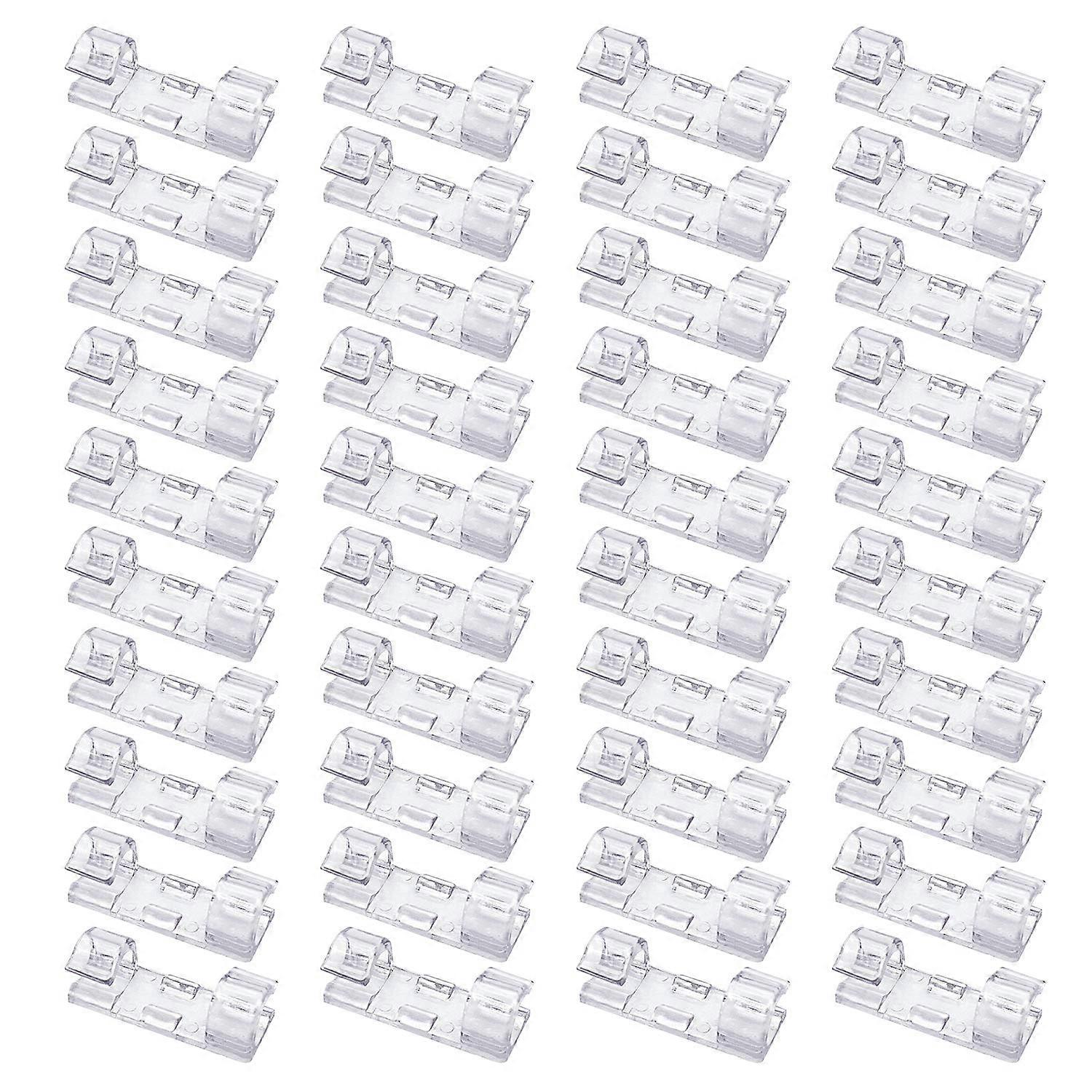 40 Pack Transparent Cable Clips, Strong Self-Adhesive Cord Holders, Round Plastic Wire Organizers for Home and Office