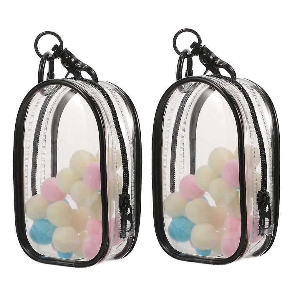 Clear Figure Display Bag with Keychain for Kids 2Pcs Portable Small Doll Organizer