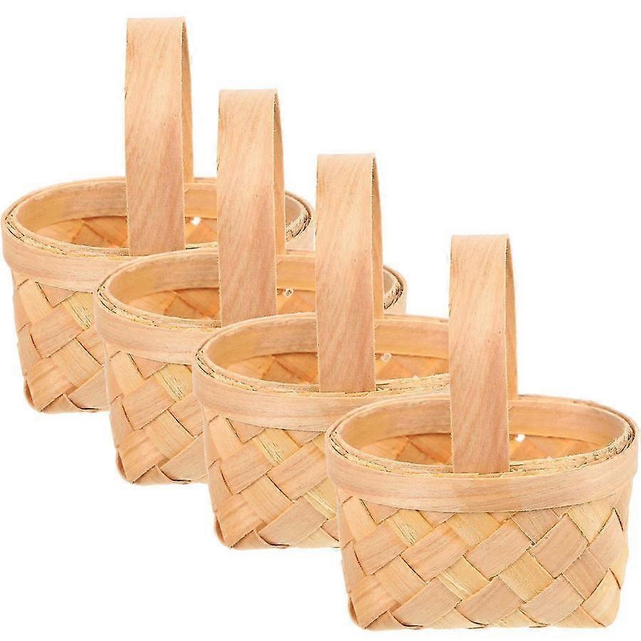 Woven Wooden Baskets 4pcs Home Decor Storage Handcrafted