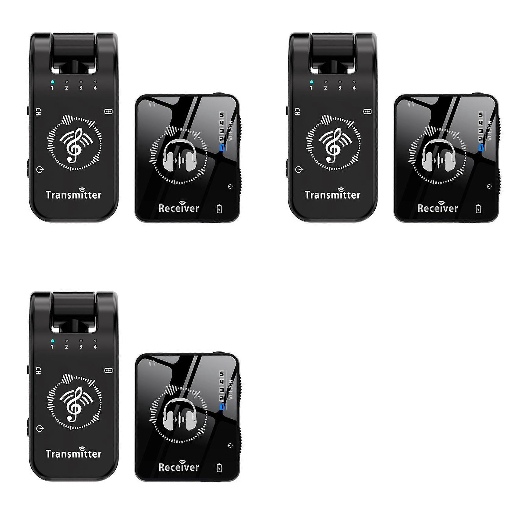 3X 2.4GHz Wireless Earphone Monitor Transmission System Stage Audio Headphone Transmitter and Receiver