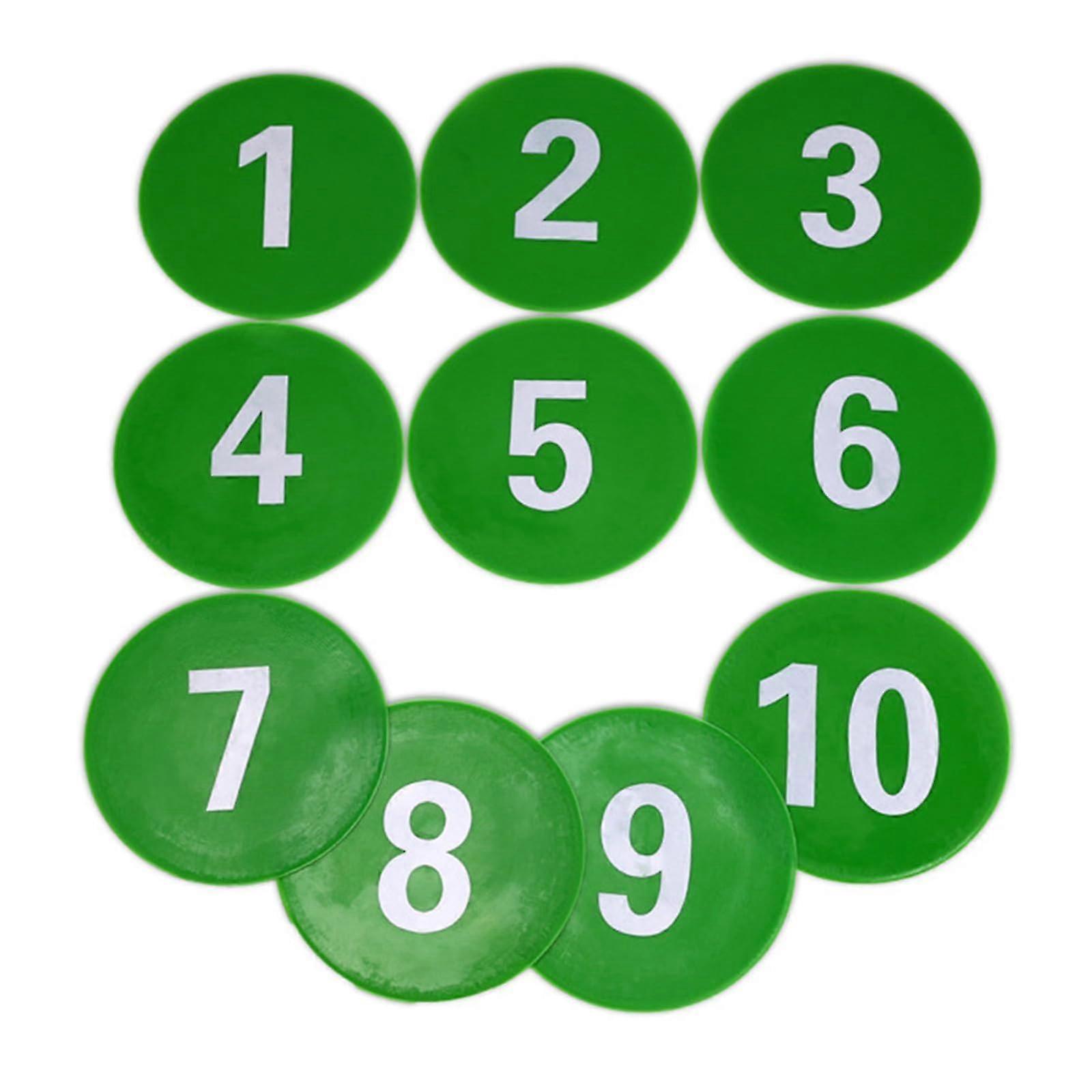Numbered Floor Spots Markings for Football Training - Non-Slip Green Flat Signs for Footwork Practice Mat