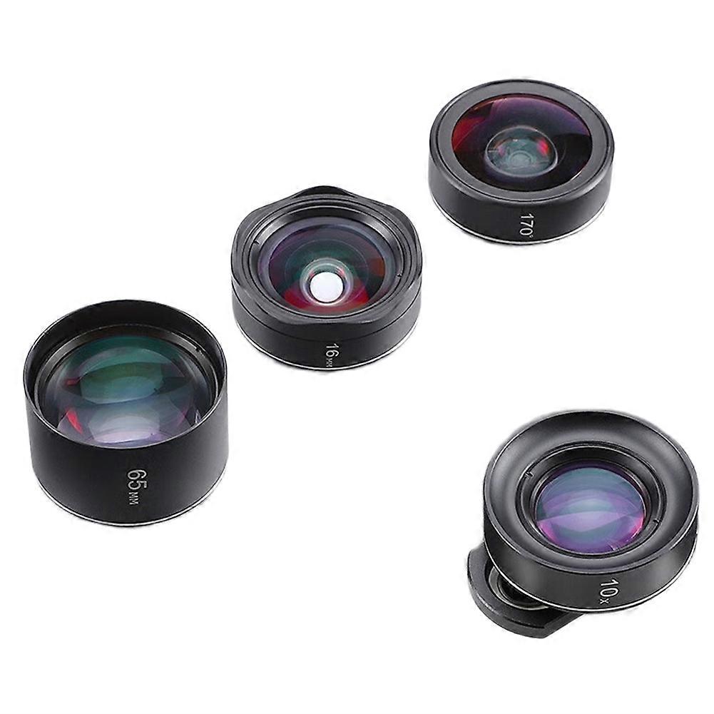 4-in-1 Phone Lens Kit Wide Angle, Macro, Fisheye and Telephoto Hd No-Distortion for All Smartphones
