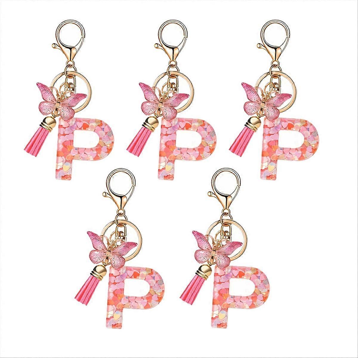 P style letter keychain cute initial letter keychain handle pendant