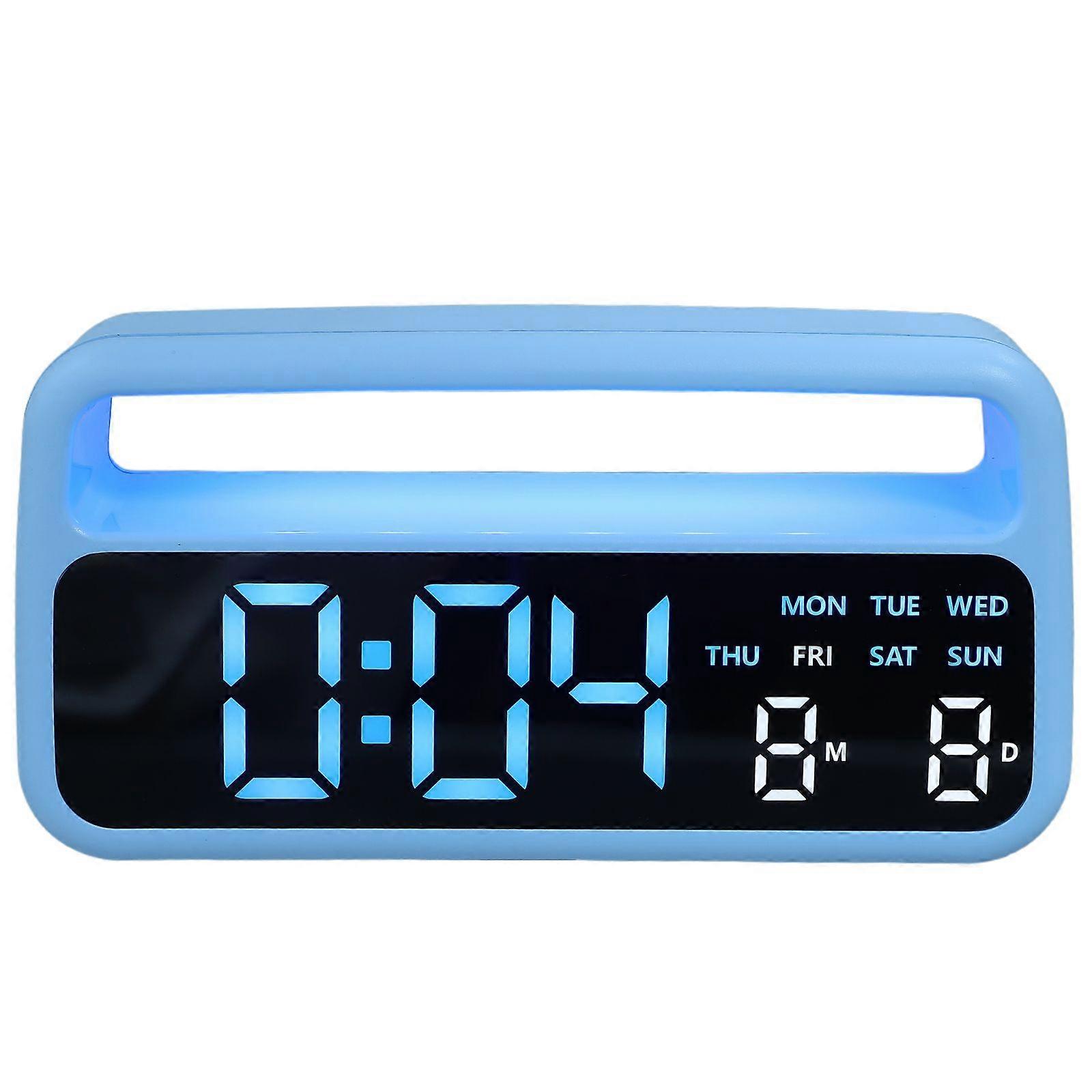 Digital Clock Large Display Battery Operated - Handheld Light Up Alarm Clock with Date And Day for Nightstand Bedroom Living Room Decor