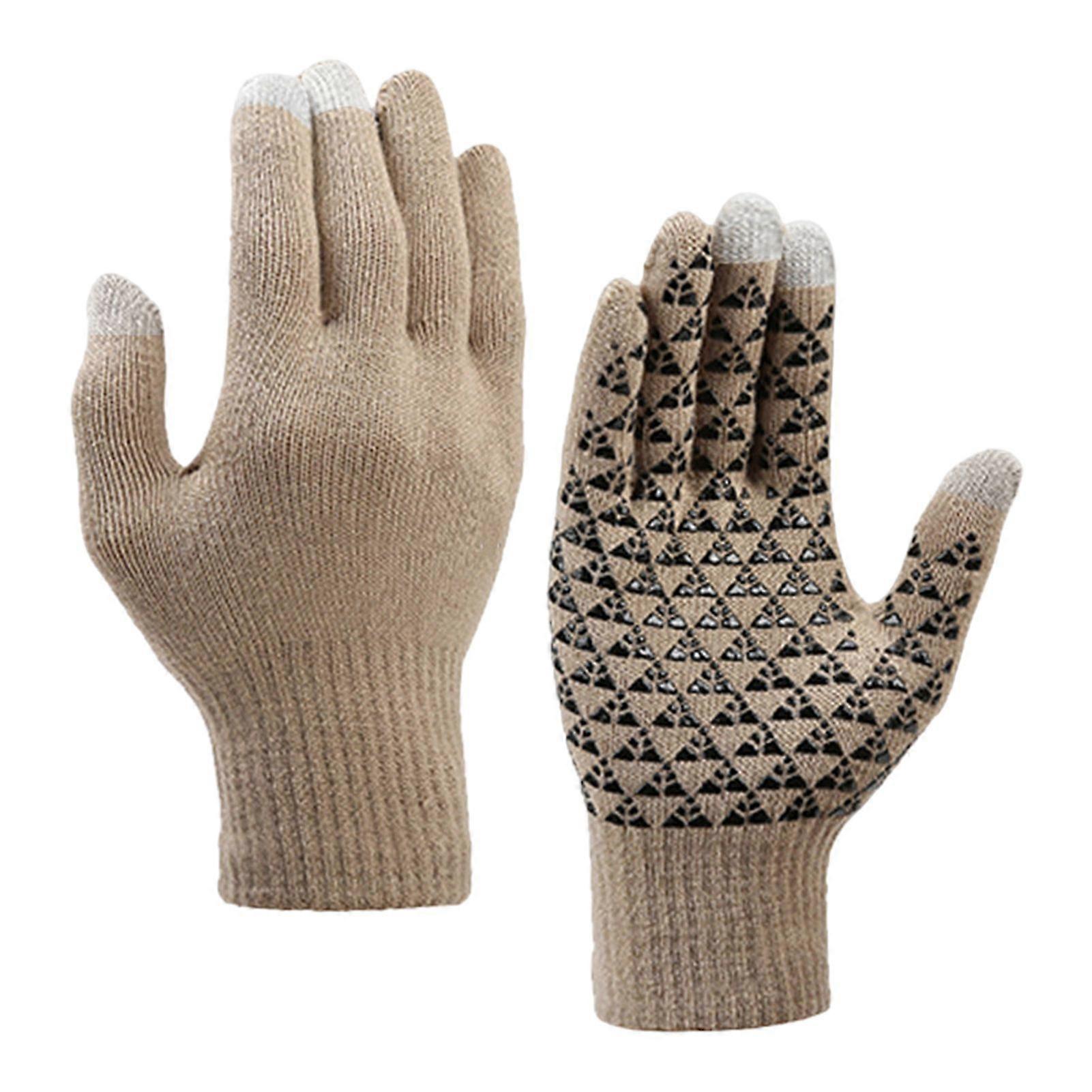 1 Pair Thermal Gloves Knitted Elastic Anti-slip Keep Warm Screen-touching Great Friction Particle Palm Winter Gloves Unisex Riding Gloves