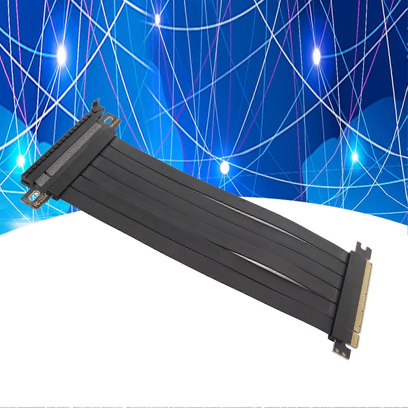 PCIE 3.0 X16 Extender Riser Cable High Shielding Property 180 Degree Flexible PCIE 3.0 Extension Cable for Graphics Card Black 30cm/11.8in