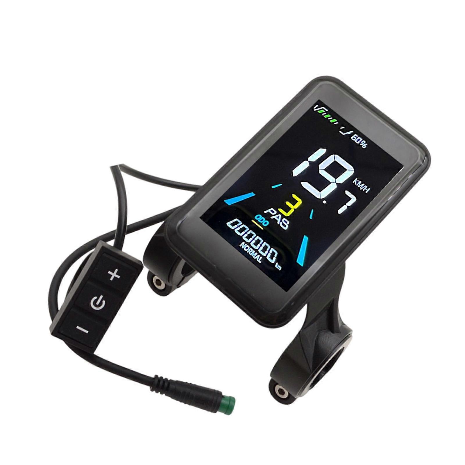 Electric Bike LCD Display 24V 36V 48V 5Pin Water Resistant Connector Panel Screen for Handlebar Vehicle Data Monitoring Multicolor