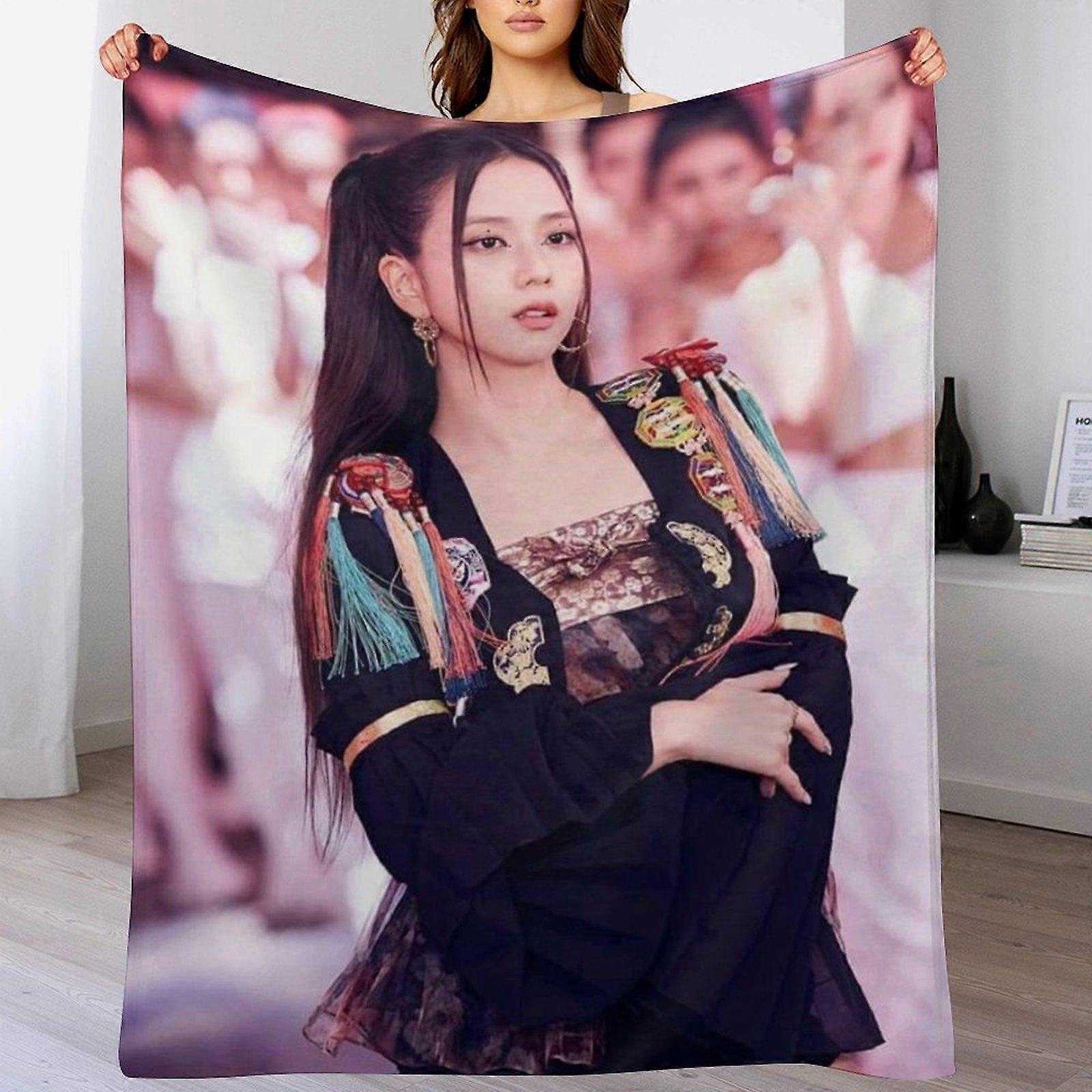 Jisoo blødt fløjlstæppe til udendørs rejser hjem koldt vejr åndbart kompakt hudsikkert