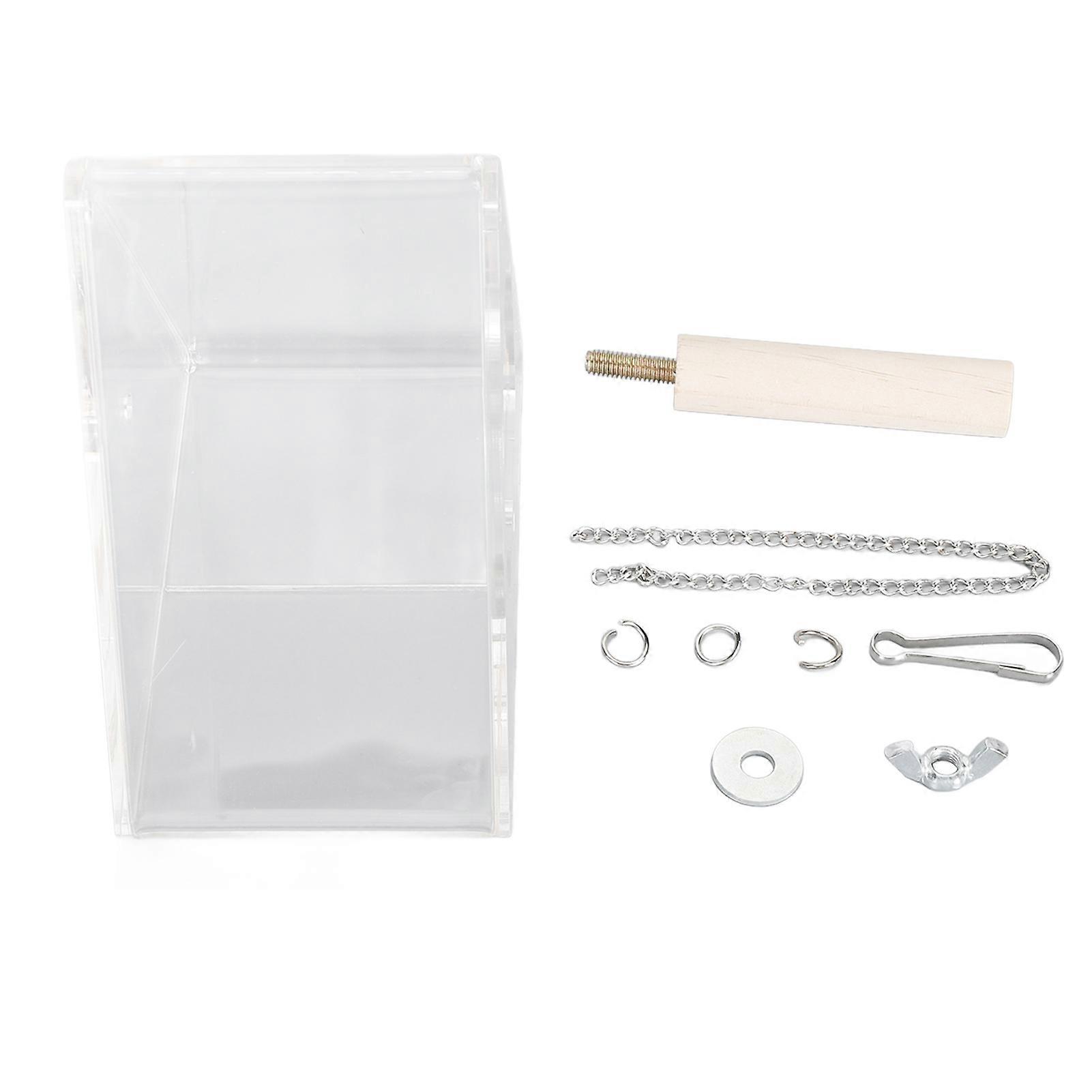 Window Bird Feeder with Wooden Bird Stand Detachable Triangular Acrylic Transparent Bird Feeding House for Outdoor