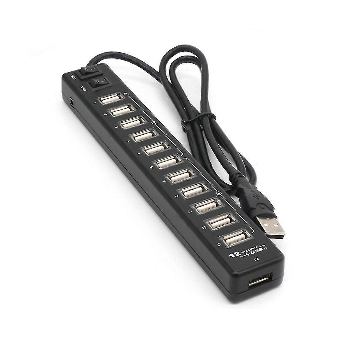 Høykvalitets USB-hub 12-porter USB 3.0-hub Multi USB-splitterbryter Høyhastighets dataoverføring for La