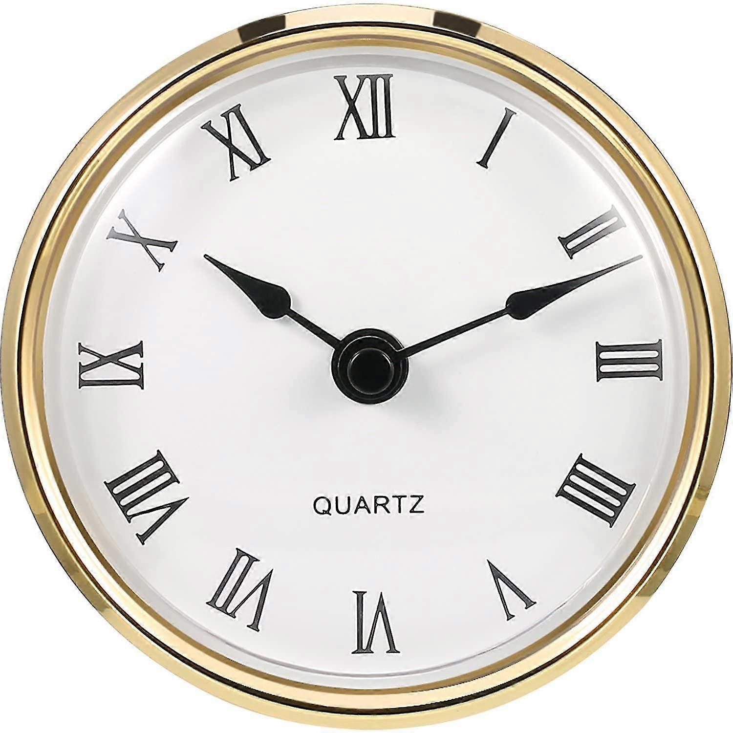 3-1/8 pouces (80 mm) Quartz Clock Fit-up / insert avec chiffre romain, mouvement à quartz (jante en or)