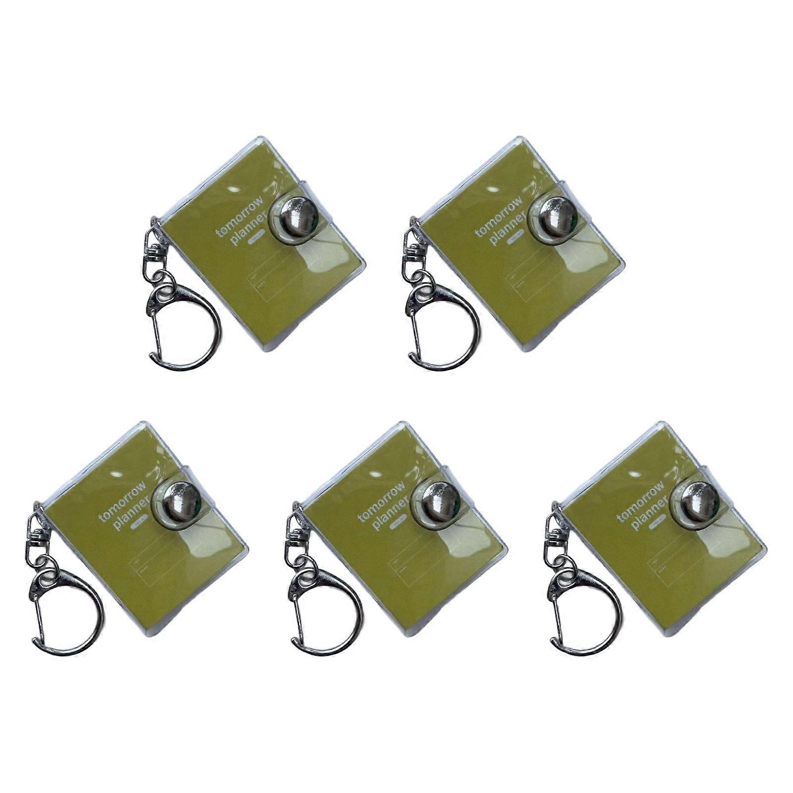 5Pcs Tiny Travel Notebook Keychain Refillable Journal Miniature Notebook Memobook Pocket PVC Note Book for Bag Charm  Bright yellow
