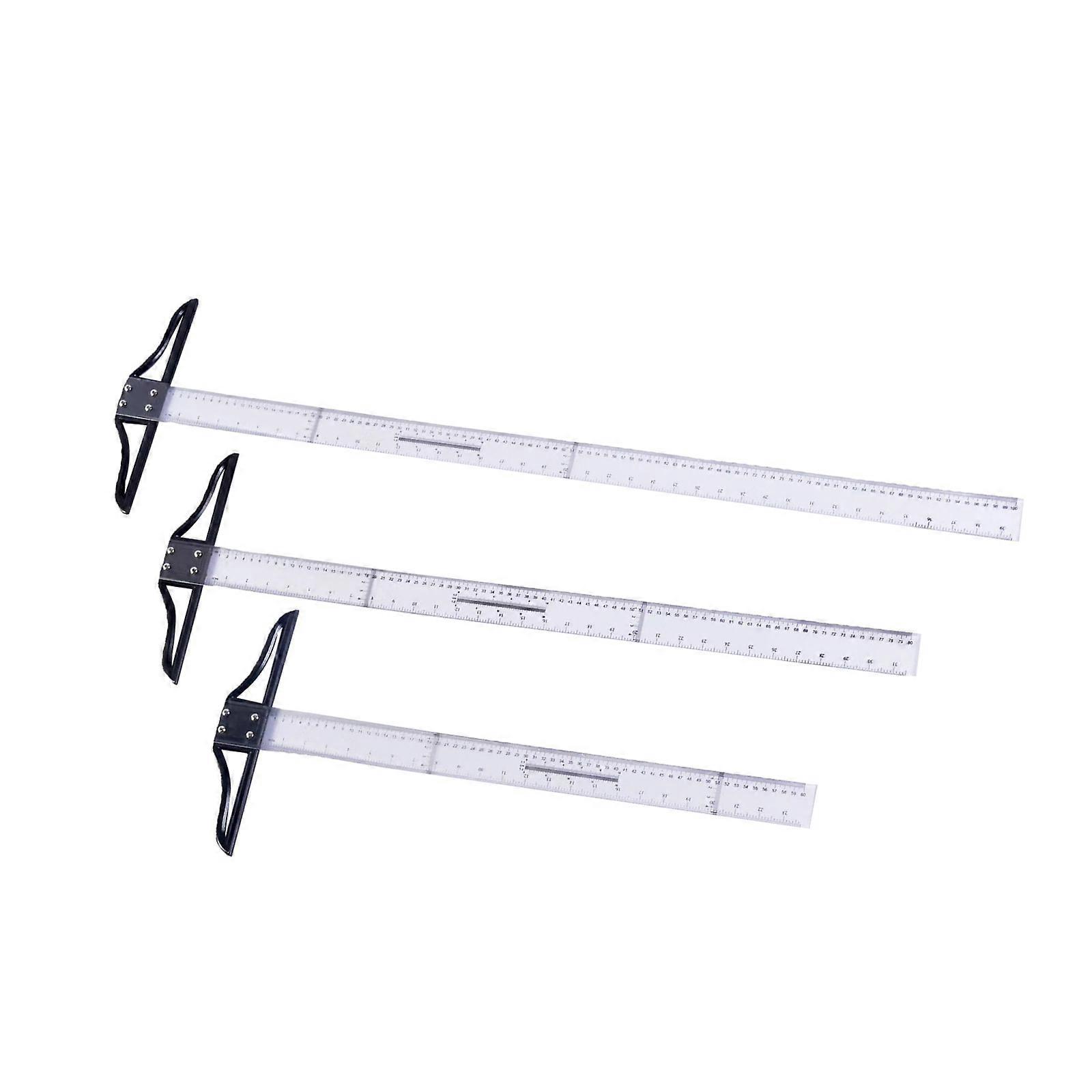 Lightweight Engineering T Square Rulers Set 3 Units Safety For Classroom Workshop Projects Multicolor