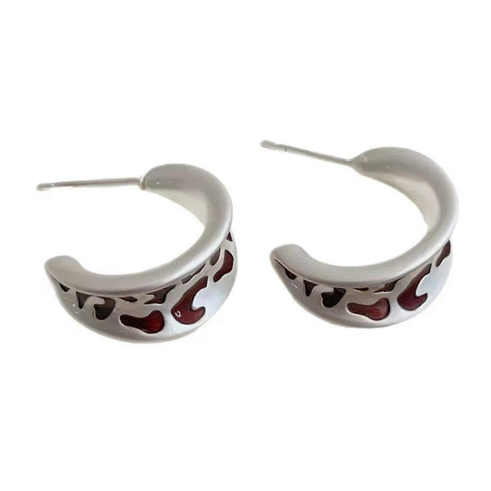 Stylish Leopard Pattern Curved Earrings Sturdy Alloy Construction Versatile Outfit Enhancer  Silver