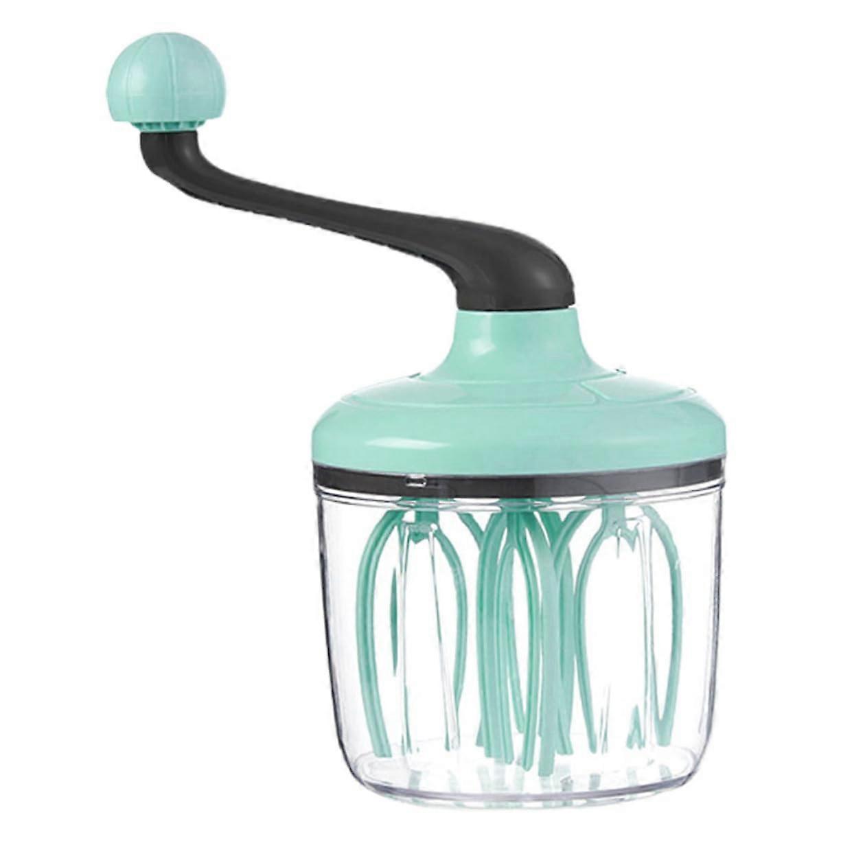 Manual Egg Whisk Hand Crank Rotary Beater with Ergonomic Handle for Mixing Eggs Cream Milk Coffee Light Green