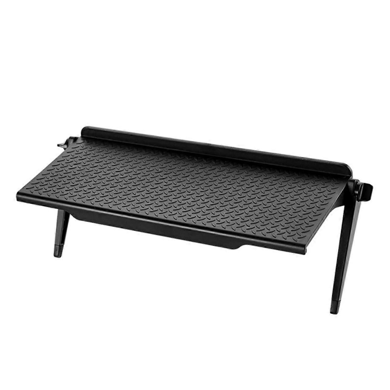 Adjustable Black Tv Screen Shelf For Monitors And Cable Boxes Ergonomic Design Smooth Surface Easy Desk Installation