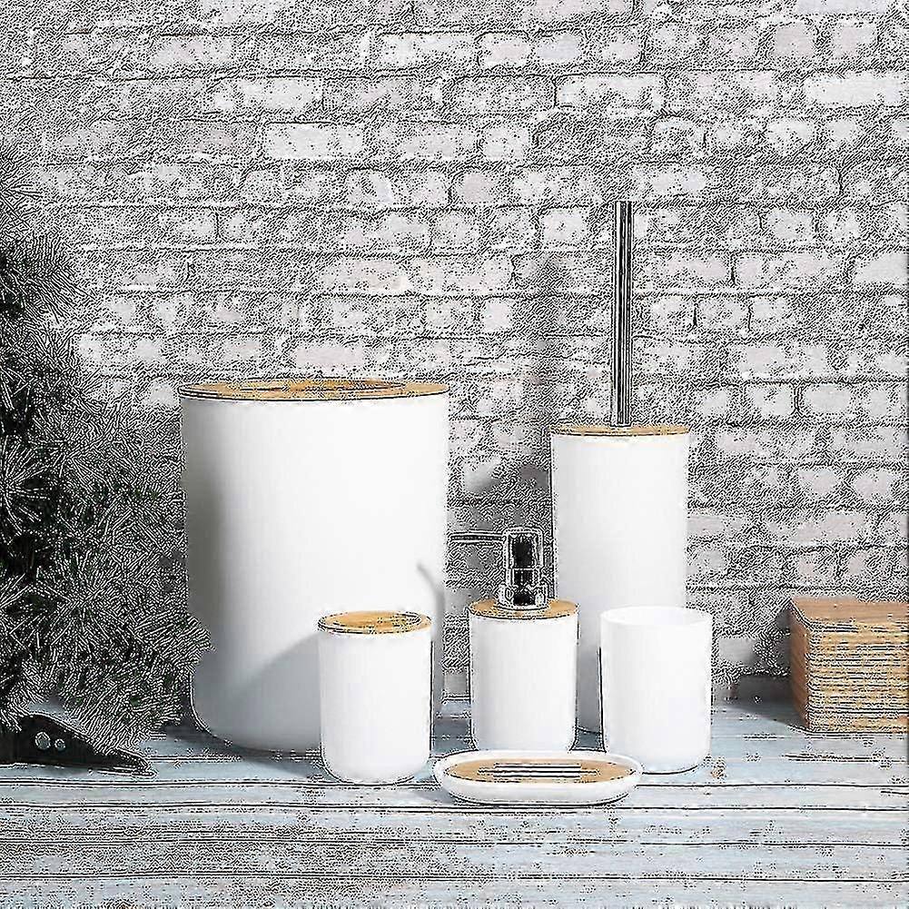6 piece bamboo bathroom accessories essentials