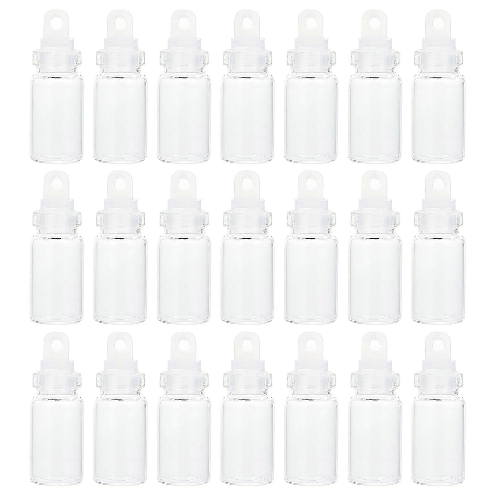 Glass Jars Bottle Plastic Stopper Bottles Lids Mini Vials Tiny Clear Drifting 30 Pcs