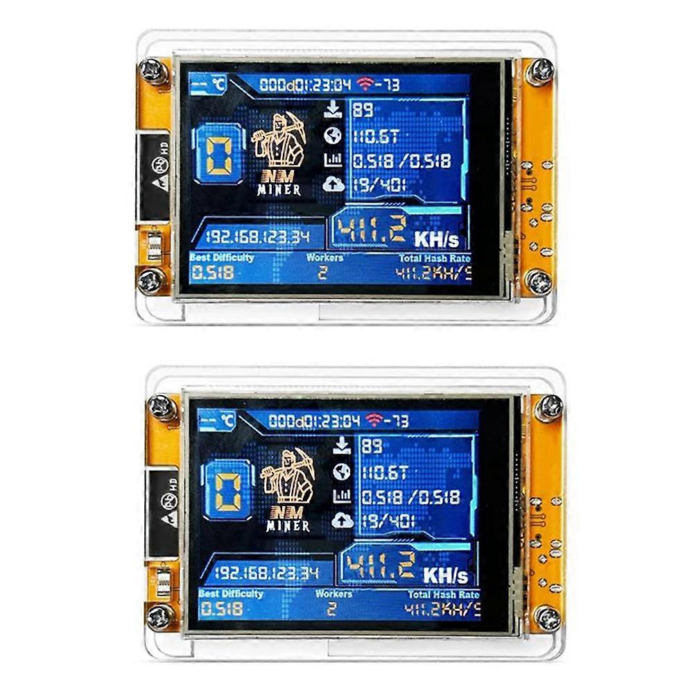2Pcs Bitcoin NerdMiner V2 NMMiner Hashrate 477KH/S ESP32 2.8 Inch Display Crypto Solo Lottery ESP32-2432S028R DROOM