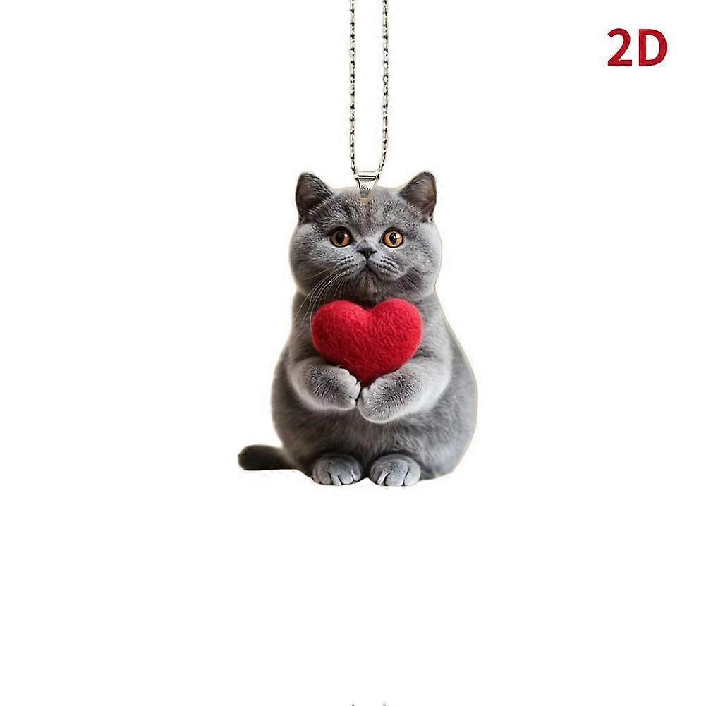 Ciondolo per auto in acrilico 2D, simpatico ciondolo a forma di gatto in acrilico per veicolo retrovisore