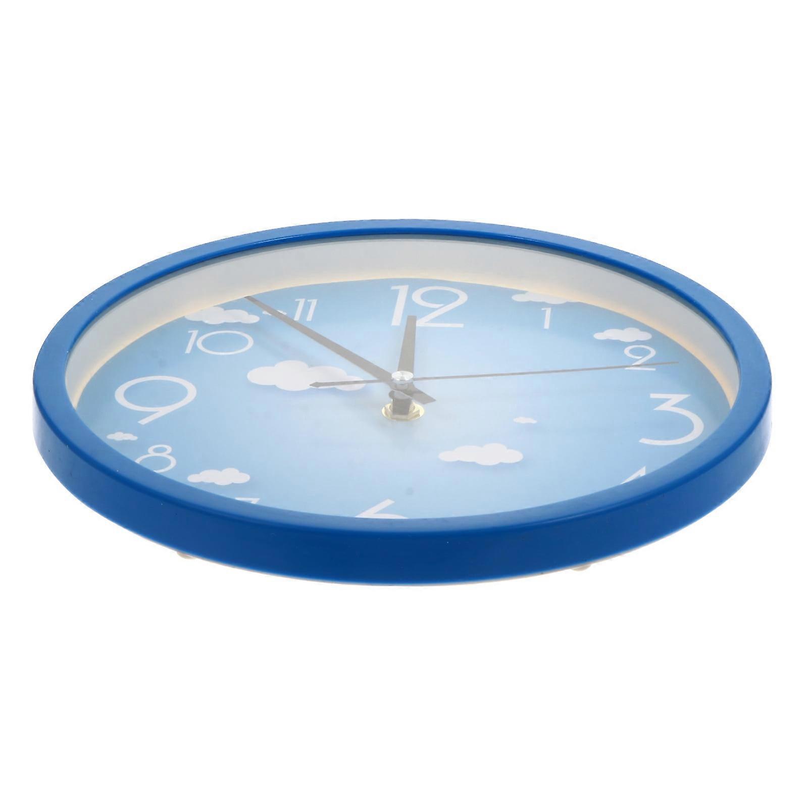Hanging Wall Clock Battery Operated Cloud Pattern Decorative Clock No Battery