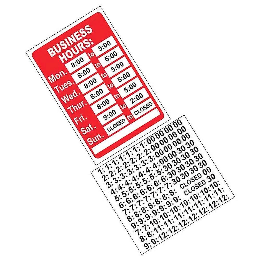 Business Hours Window Decal Display Store Hours Elegant Design Legible Font for Indoor Use Red PVC 2Pack