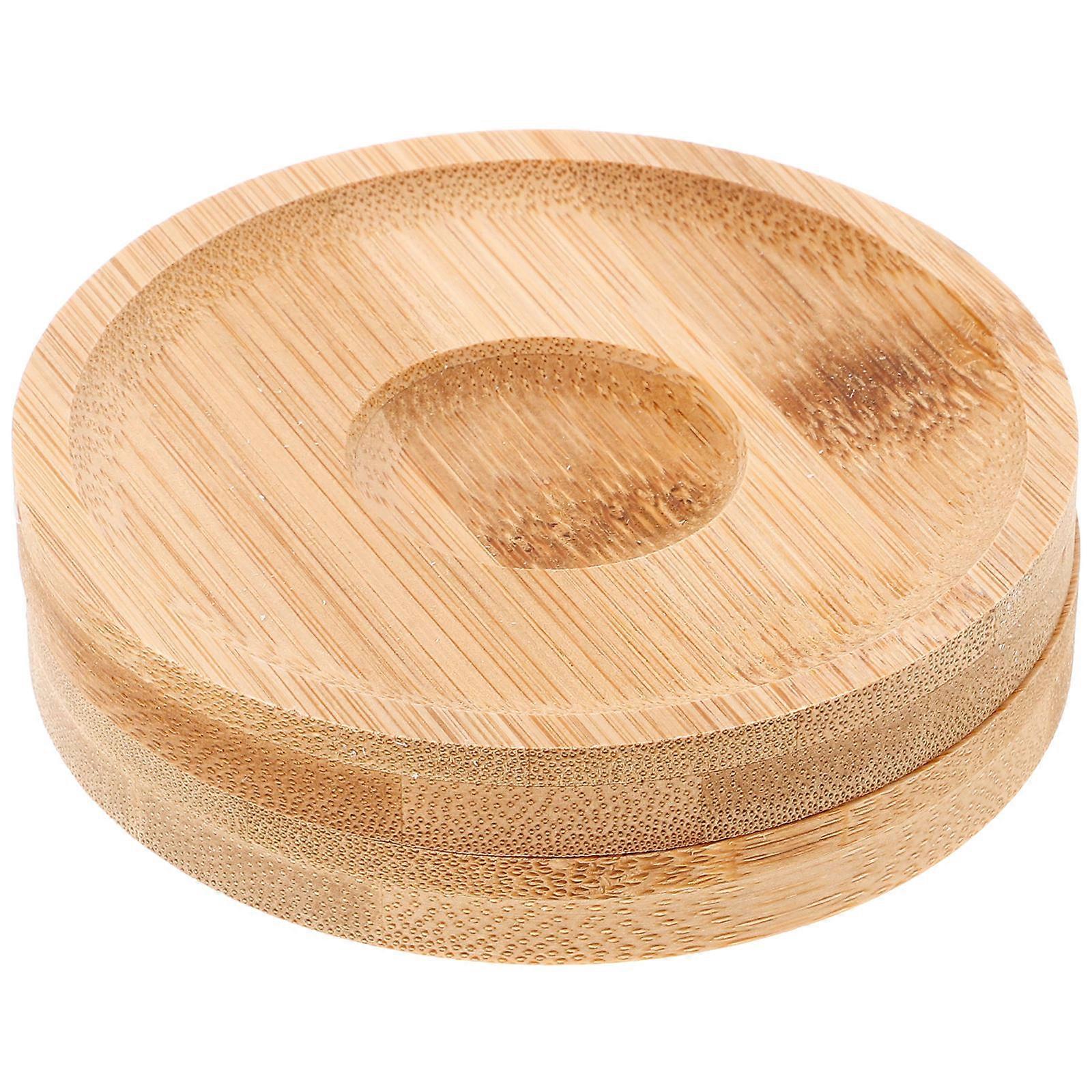 Rotating Glass Whiskey Coasters Made of Bamboo for Bar Use 2Pcs