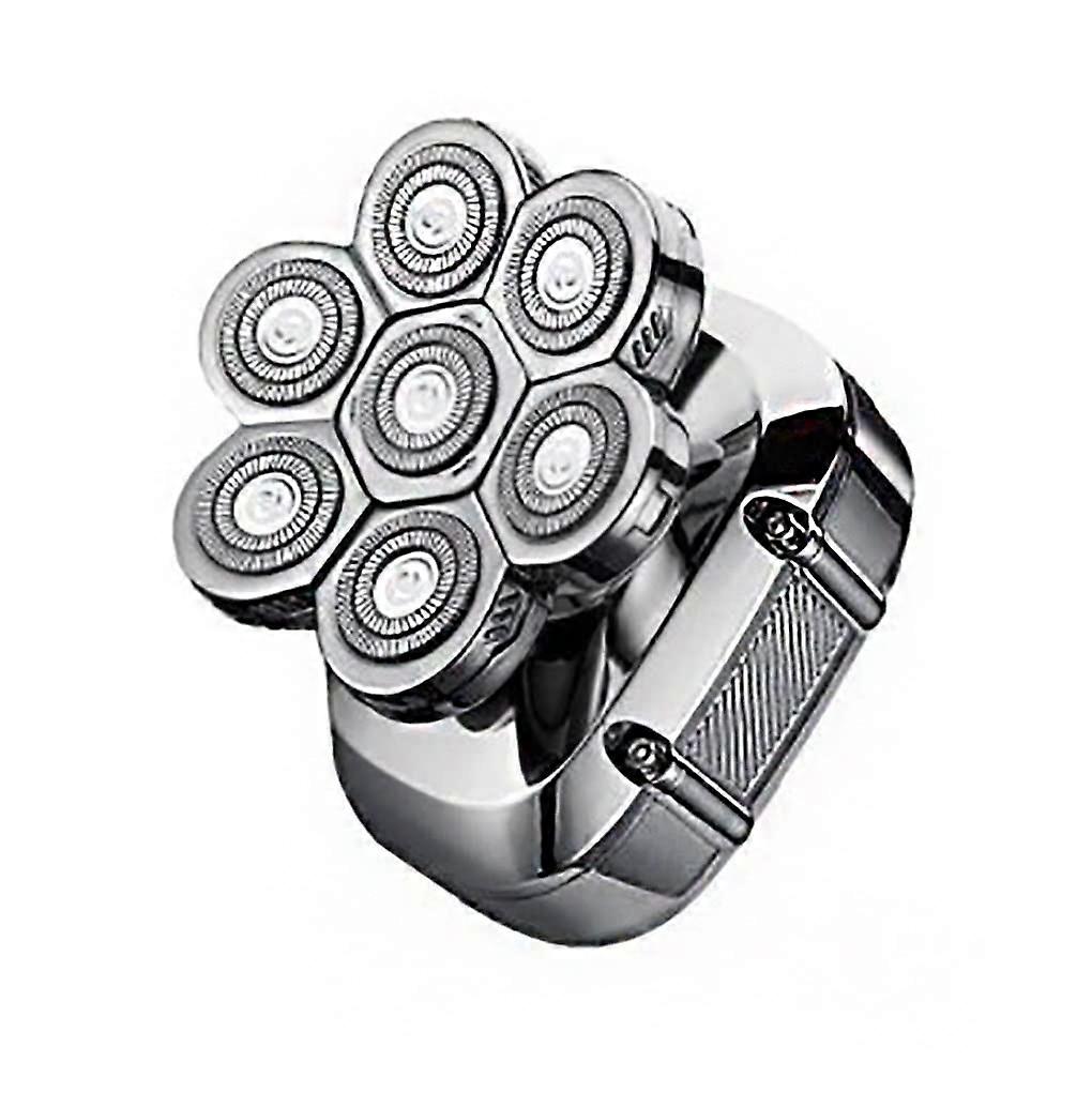 Electric Head Shaver for Bald Men 7 Blades Wet Dry Use with Digital Display Grooming Kit Silver