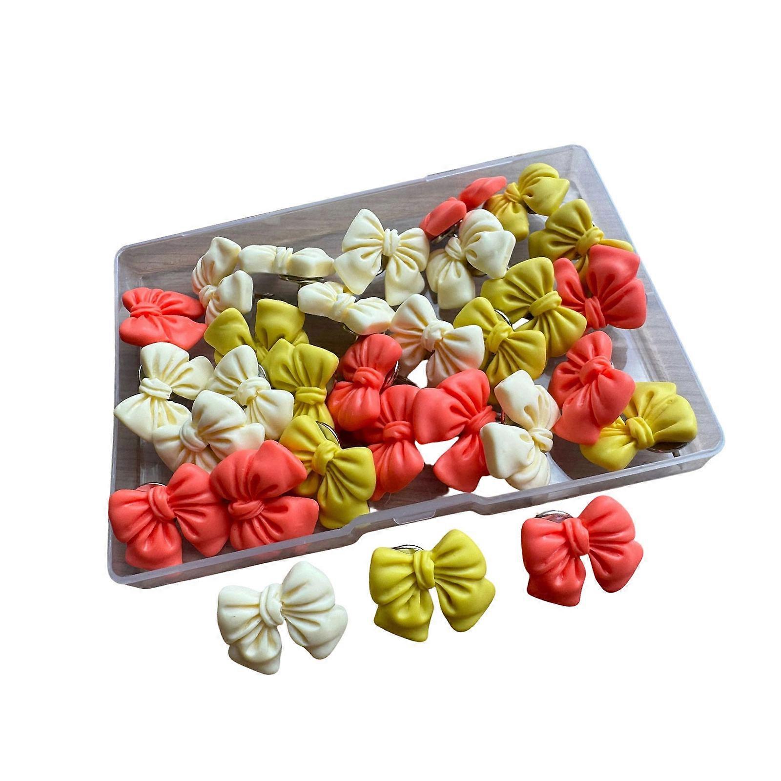 Push Pins Colorful Bowknot Design Bulletin Boards Wall Art Wall Mounting Tacks School Classroom Stationery Push Pins Set Multicolor