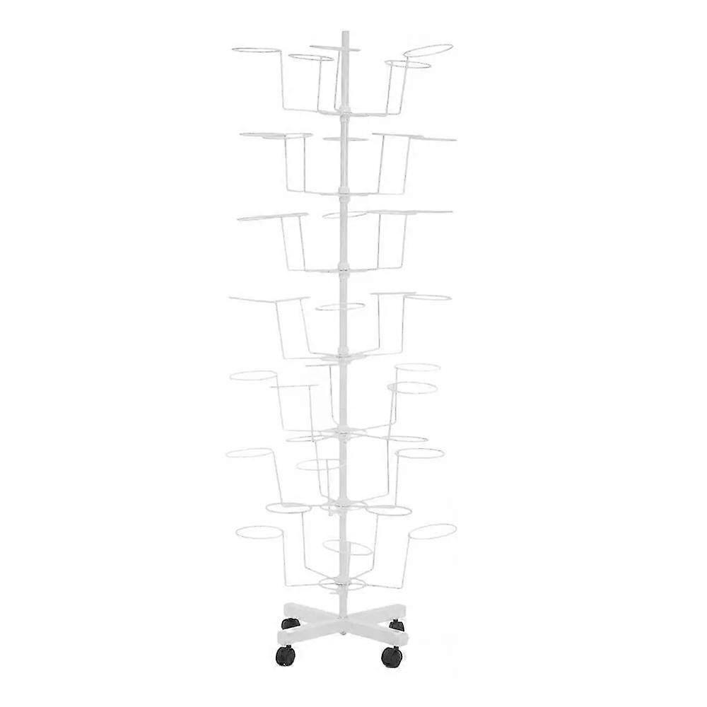 7 Tier Rotating Hat Display Stand with 360° Vertical Storage Metal Floor Rack for Retail and Home
